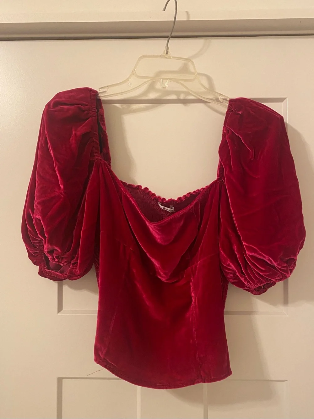 Reformation Luca Puff Sleeve Velvet Smock back blouse size 8